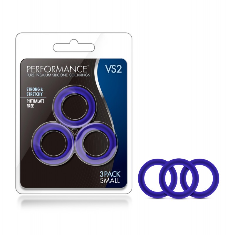 Performance VS2 Small Silicone Cock Rings - Blue